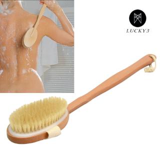 Natural Long Wooden Bristle Body Brush Massager Bath Shower Back Spa Detachable Scrubber