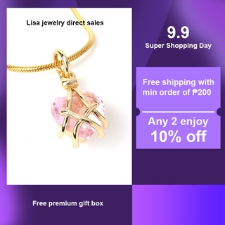 Lisa Jewelry 18K Gold Necklace Couple Pendant Birthstone Necklace Accessories Plus Premium Box 398n