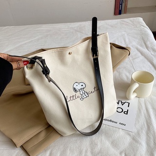 Snoopy Cartoon Tote Bag Women's New Fashionable Large Capacity Handbag Cute One-Shoulder Canvas Bag