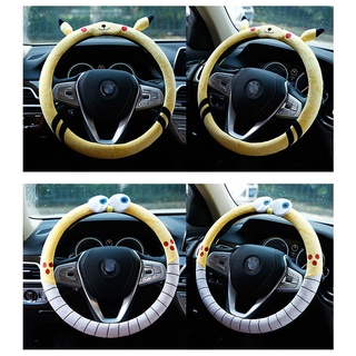 Car Steering Wheel Cover Universal Cartoon Mouse Plush Winter Summer Lovely Bowknot Cute Ears (6)