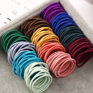 50/100pcs Lot Colorful Elastic Hair Band Ponytail Hair Band, Kids Hair Ropes Rubber (1)