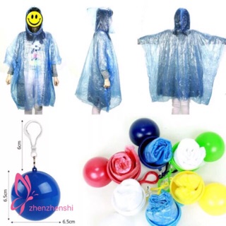 Unisex Portable Rain Poncho Rainwear Keyring Raincoat Ball
