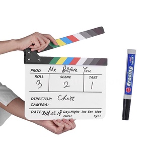 Professional Acrylic Clapboard Dry Erase TV Film Movie Director Cut Action Scene Clapper YRgd