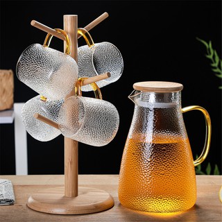 【serda】Glass Pitcher Large Capacity Tea Pitcher with Lid Household Glass Water Jug Tea Pot for Hot Cold Tea Juice