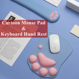 Cute Cat's Paw Mouse Pad with Wrist Support Silicone Mouse Mat Memory Foam Keyboard Hand Rest