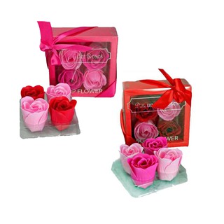 4 Scented Bath Soap Rose Flower in a Box