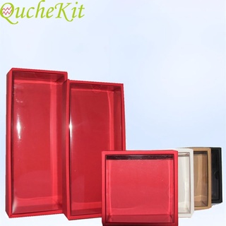 10Pcs White Kraft Paper Gift Box With Transparent PVC Window Black Cake Boxes Red Wedding Cookie
