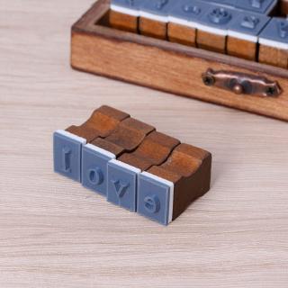 70Pcs Wooden Rubber Stamp Set Craft Retro Alphabet Letter Lowercase