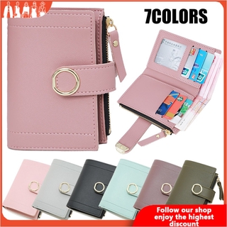 Women's Short Wallet Round Buckle Short Wallet Solid Color Fashion Zipper Multi Card Zero Purse Mybeautifulwish.ph