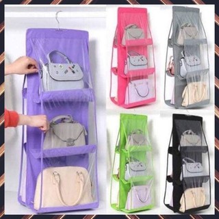 6 Pockets Hanging Storage Bag Purse Handbag Tote Organizer