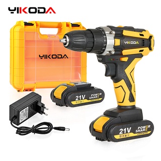 YIKODA 21V Electric Screwdriver Rechargeable Cordless Drill Lithium Battery Household Multi-function
