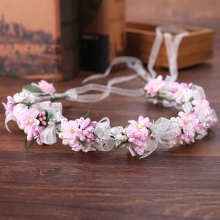 Pink Colorful Fabric Wreath Flower halo Bridal Floral Crown Hair Wreath Wedding