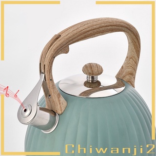 [CHIWANJI2] 3.5 Liters Green Whistling Tea Kettle Water Kettle Wood Pattern Handle