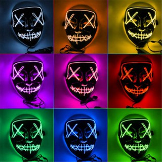 Cosplay the Up Wire Purge Mask Costume Halloween Light Scary Led Fluorescent
