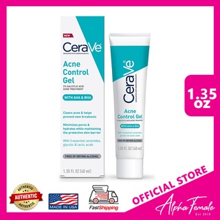 CeraVe Acne Control Gel, 2% Salicylic Acid , with AHA and BHA, Clears Acne and Prevent Breakout 40ml