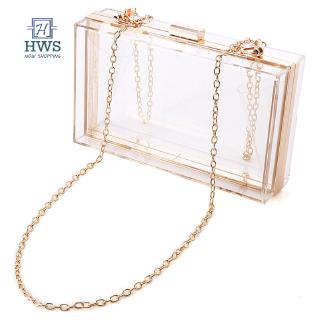 ❥Ultra Low Price ❥ Women Cute Clear Acrylic Box Bag Crossbody Purse Evening Bag with Golden Chain St