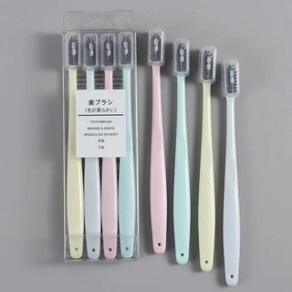SUPER NO.1☆ JP037 4 in 1 bamboo charcoal toothbrush economy travel portable Soft Cute Mini Heads