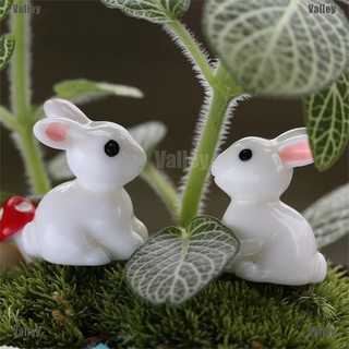 【Valley】2pcs Mini Rabbit Garden Ornament Miniature Figurine Plant Pot Fairy Garden Decor
