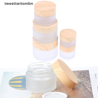 [tweettwitombn] 5g 10g 15g 30g 50g Frosted Glass Cream Jar Wooden Make-Up Skin Care Container [tweettwitombn]