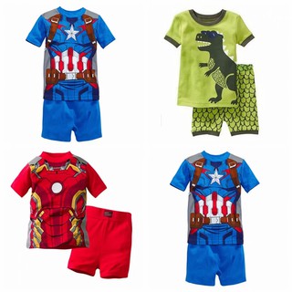 Kids Pj's Girl Pyjamas Iron Man Captain America Baju Rumah Pajamas Homewear