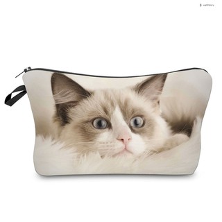 Fashion Women Makeup Bags Cute 3D Cat Pattern Travel Ladies