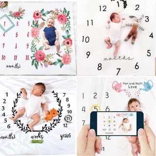 Newborn Baby Monthly Growth Milestone Blanket Photography Props Background Cloth Commemorate Rug 100*100cm
