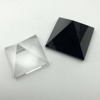 Natural Obsidian Pyramid Clear Quartz White Crystal 白水晶黑曜石金字塔