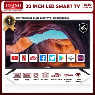 卍✆GRAND 32" Smart LED TV w/ Built-in Tempered Glass [Android 9.0]