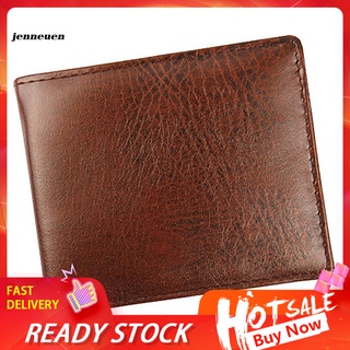 JN~ Men Faux Leather ID Card Holder Zipper Pocket Money Clip Business Bifold Wallet