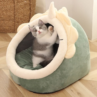 Cat Bed Winter Soft Warm Cat House Cute Semi-closed Cat Bed comfortable cat Dog house Washable