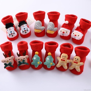 0-1Year Newborn Baby Girl Boy Cotton Socks Infant Cartoon Christmas Socks Anti-slip Floor Socks