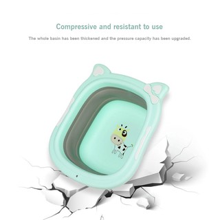 Baby washbasin foldable portable newborn baby child travel wash cartoon cow silicone basin (2)