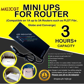 【Ready Stock】✤✾MJBCGT Mini UPS for PLDT, Converge, Smart, SKY and Globe Router, DVR, NVR CCTV [12v -