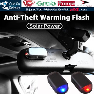 【Fast Delivery】1PC Car Solar Power Alarm Lamp Security System Warning Theft Flash Blinkingchargeable (1)