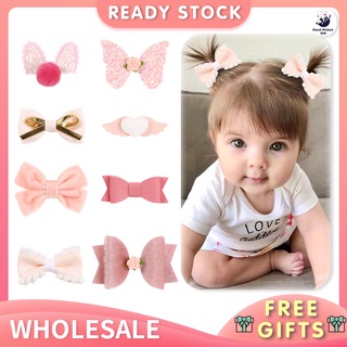 Ready Stock 8Pcs/Set Baby Gilrs Bows Hairclip Lovely Kids Sequins Flower Hairpin Cotton Hair Accessories for Kids Toddlers