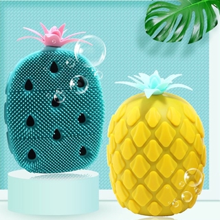 1Pcs Lovely Pineapple Bath Body Brush Scrubbers Super Soft Exfoliating SPA Body Clean Brushes Silicone Baby Shower