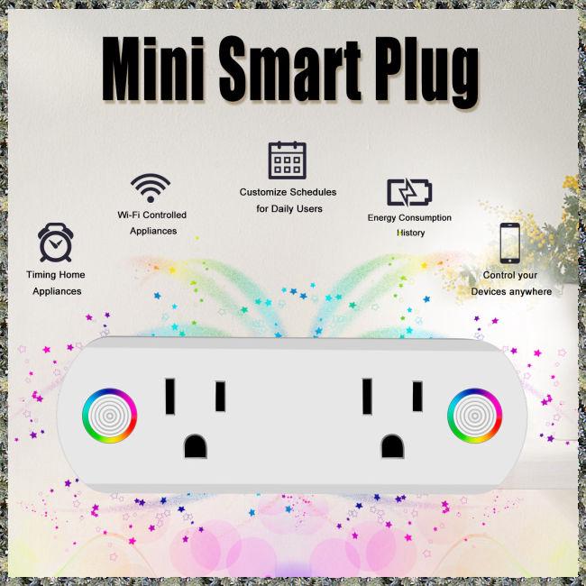 Dual Outlet WiFi Smart Plug Socket Remote Power Switch for Alexa /Google Home US Plug (5)