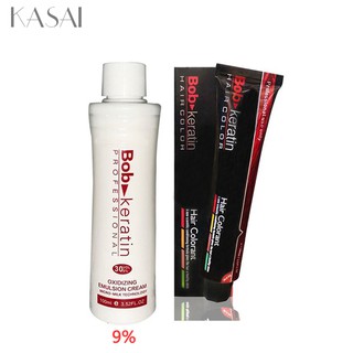 KASAI Bob Keratin Very Light Gold Blonde Hair Color with Oxidant 9/3 Hair dyeing suit (8)