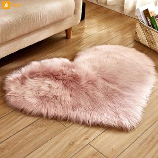 Love Heart Rugs Artificial Wool Sheepskin Hairy Carpet Faux Floor Mat Fur Plain Fluffy Soft Area Rug Tapetes 『Zeer 』