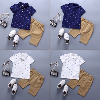 ★ READY STOCK★ Kid Summer Infant Boy Pattern Short Sleeve T-shirt+Shorts Set