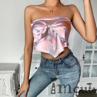 Imcute Women´s printed summer fashion sexy knotted tube tops