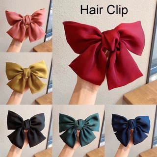 【Ready Stock】ↂCute fashion Ribbon Hairclip Korean Ribbon Large Bow Satin Hairgrips