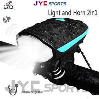 Bike Light With Horn Rechargeable Waterproof Bicycle Light Front with Loud Sound Siren 3 Lighting Modes 5 Sounds Bike Accessories
