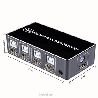 *NEW* 4K Aluminum Alloy With Indicate Light Universal Stable USB HDMI 4 Port KVM Switcher