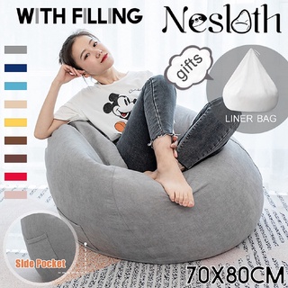 【BEST SELLER】 【Fillings included】Lage size!! Soft Bean Bag Chairs Couch Sofa Indoor Lazy Lounger For