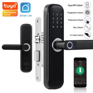 Tuya Wifi Fingerprint Lock Smart Card Digital Code Electronic Door Lock Home Security Mortise Lock