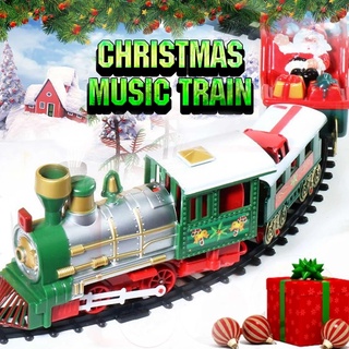 Christmas Decor Electric Train Toy Railway Toy/ Xmas Cars Racing Track With Music Santa Claus Christmas Tree/ Christmas Decorations for Home/ Christmas village Train Model Toys