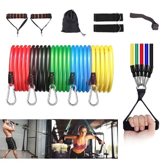 11 pcs Resistance Tube Bands Set Fitness Yoga Gym Pull Rope Exercise Home Training Expander Door