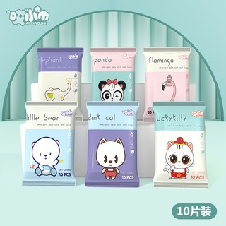 10One-Piece Wet Tissue Baby Hand Mouth Small Bag Portable Wet Tissue Extraction Type Ten Pieces Disp