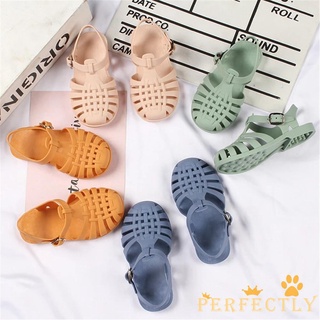 PFT7-Kids Flat Sandals, Summer Solid Color Hollow Out Walking Shoes Footwear for Girls Boys